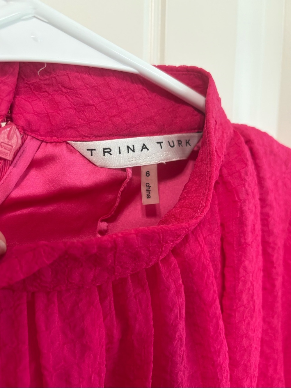 Trina Turk Fuchsia Long-Sleeve Gathered Waist Dress - Picture 5 of 5